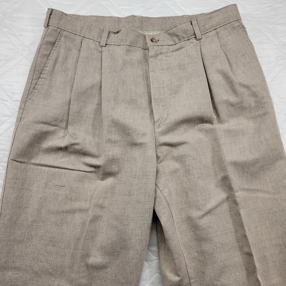 SAVANE 47% Linen/53% Cotton tan dress pants size 36X32 - Picture 4 of 6